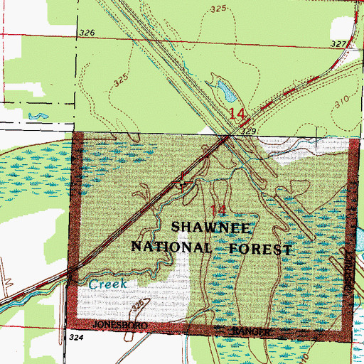 Topographic Map of Lake Creek School (historical), IL