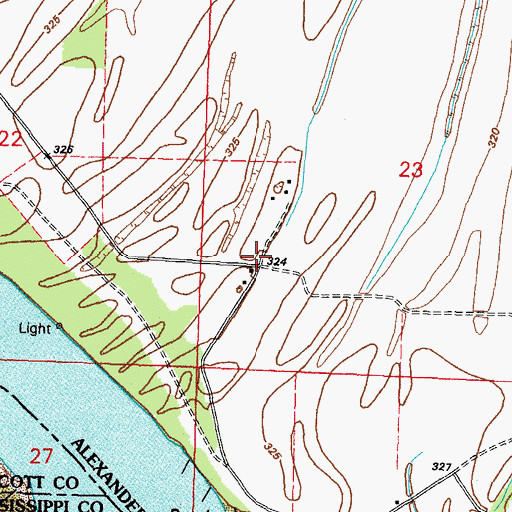 Topographic Map of Lower Bend School (historical), IL