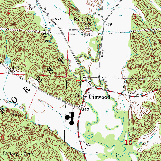 Topographic Map of Sandy Creek Church, IL