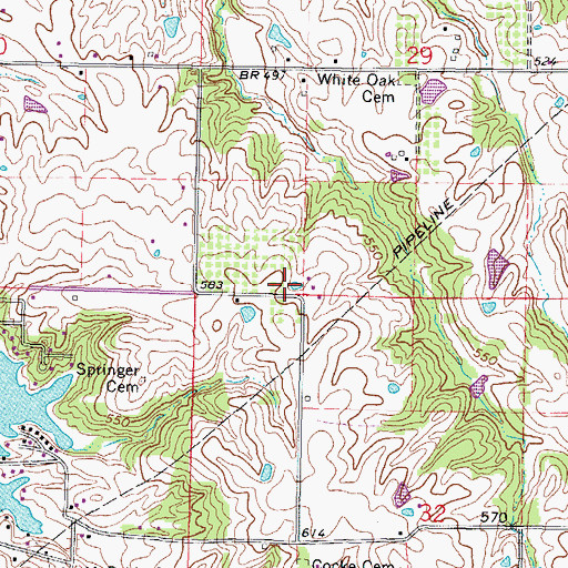 Topographic Map of Whiteoak School (historical), IL