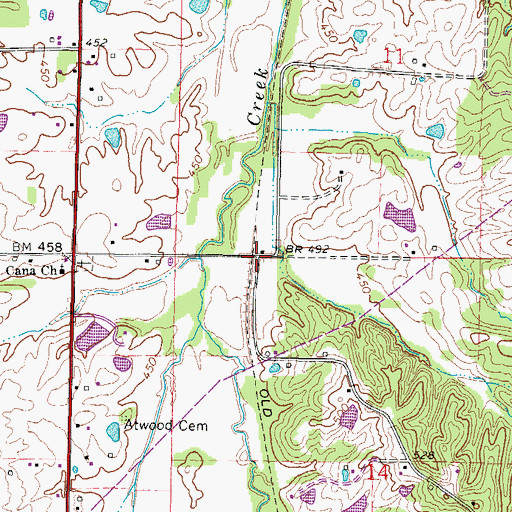 Topographic Map of Willeford, IL