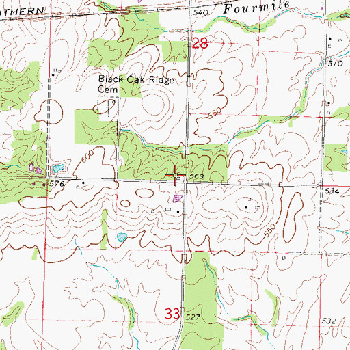 Topographic Map of Blackoak School (historical), IL