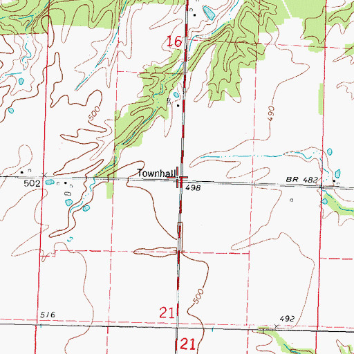 Topographic Map of Blissville Townhall, IL
