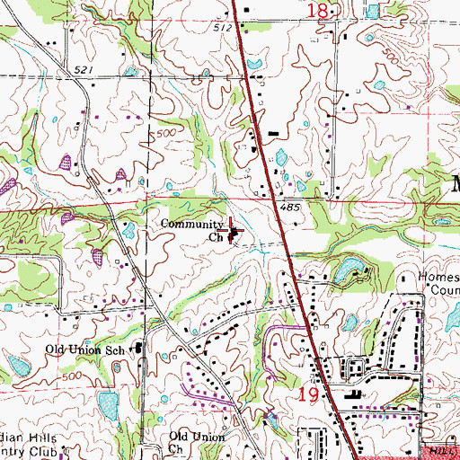 Topographic Map of Community Church, IL