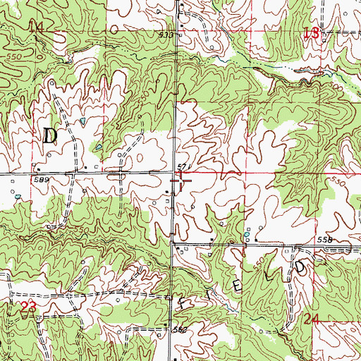 Topographic Map of Green School (historical), IL