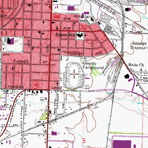 Topographic Map of Jefferson County Fairground, IL