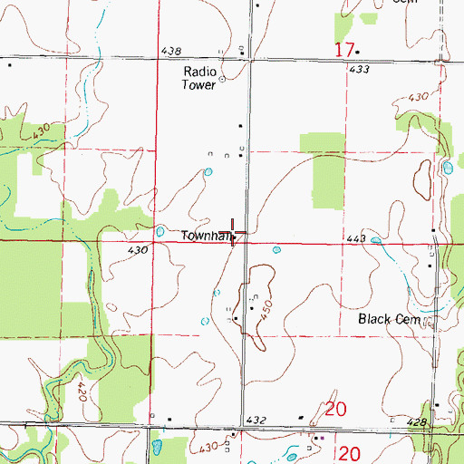 Topographic Map of McClellan Townhall, IL