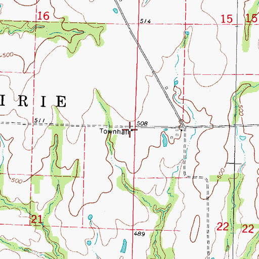 Topographic Map of Moores Prairie Townhall, IL