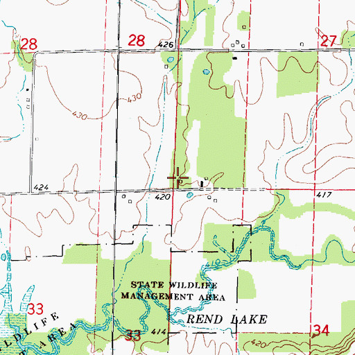 Topographic Map of Mulberry School (historical), IL
