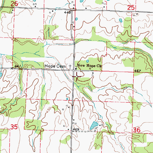 Topographic Map of New Hope School (historical), IL