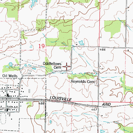 Topographic Map of Oddfellows Cemetery, IL