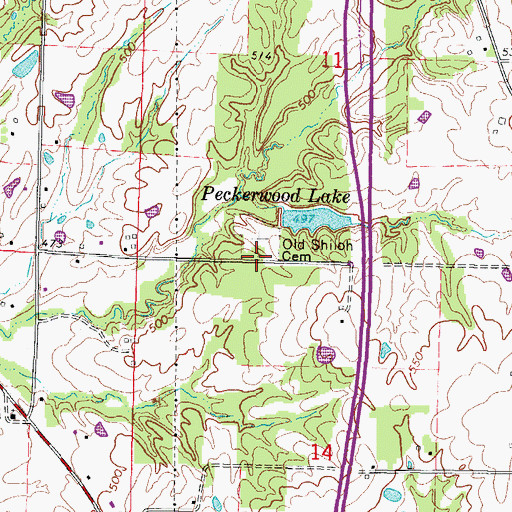 Topographic Map of Old Shiloh Church (historical), IL