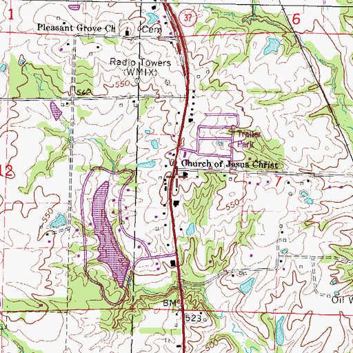 Topographic Map of Pleasant Grove School (historical), IL