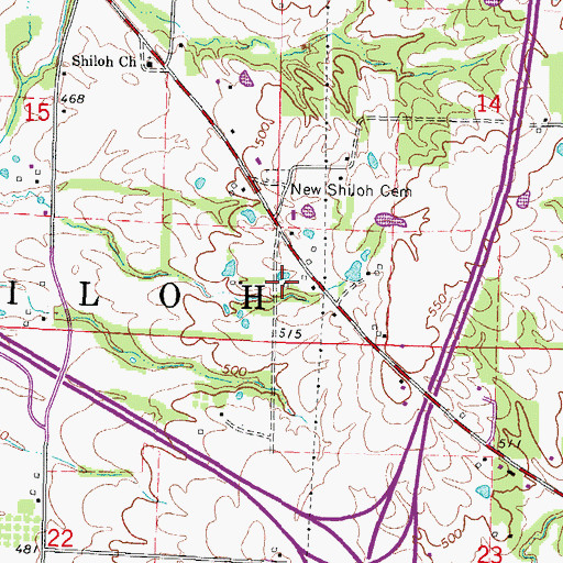 Topographic Map of Shiloh School (historical), IL