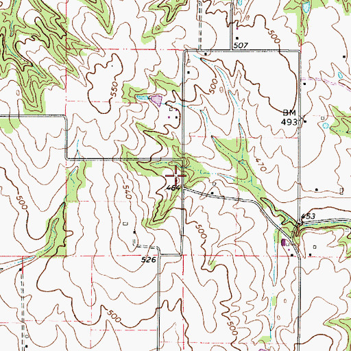 Topographic Map of Adams School (historical), IL