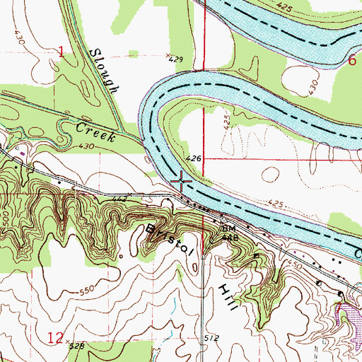 Topographic Map of Brightlight Ferry (historical), IL