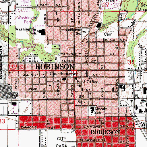 Topographic Map of Crawford County Courthouse, IL