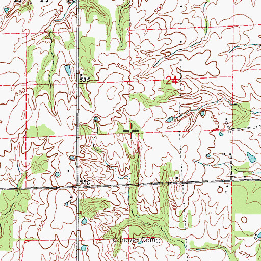 Topographic Map of Hillsboro School (historical), IL
