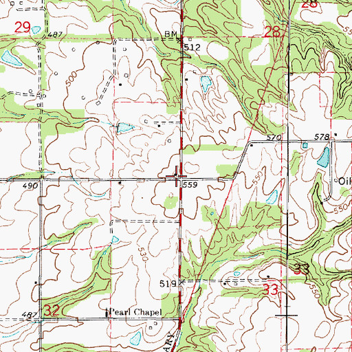 Topographic Map of Hurricane School (historical), IL