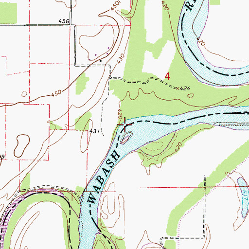 Topographic Map of Longtown Ferry (historical), IL