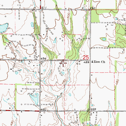 Topographic Map of Mount Pleasant School (historical), IL