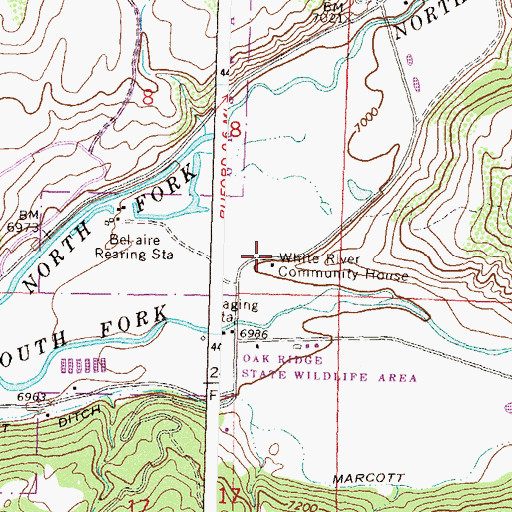 Topographic Map of White River Community House, CO