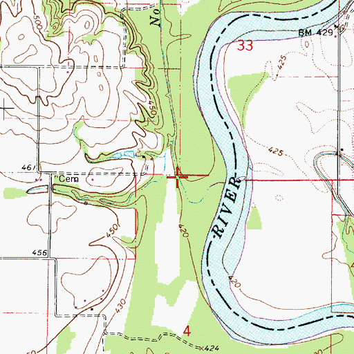 Topographic Map of Shaws Landing, IL