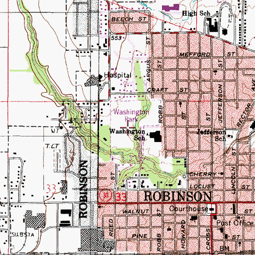 Topographic Map of Washington Park, IL
