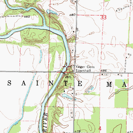 Topographic Map of Yeager Ford (historical), IL