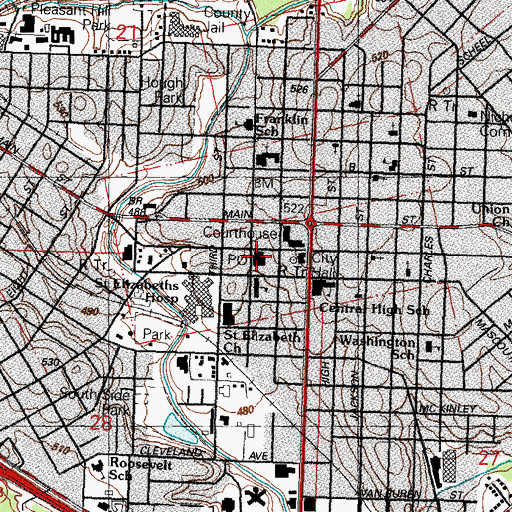 Topographic Map of Belleville Post Office, IL