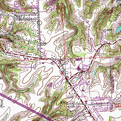 Topographic Map of Bunkum School (historical), IL