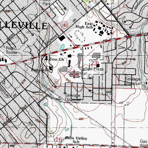 Topographic Map of Carlyle Plaza Mall, IL
