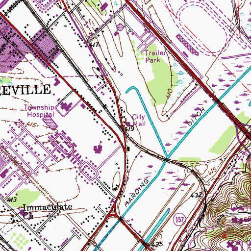 Topographic Map of Centreville City Hall, IL