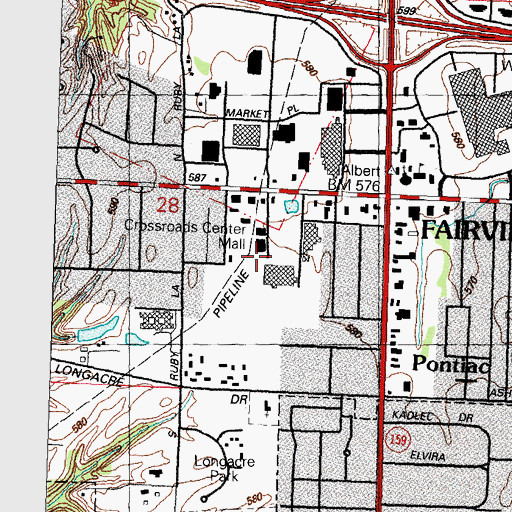 Topographic Map of Crossroads Center Mall, IL