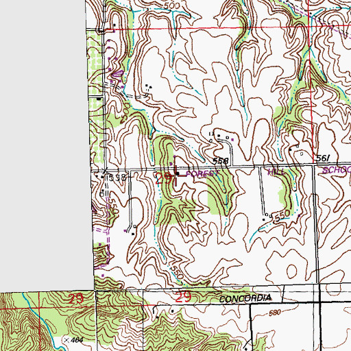 Topographic Map of Forrest Hill School (historical), IL