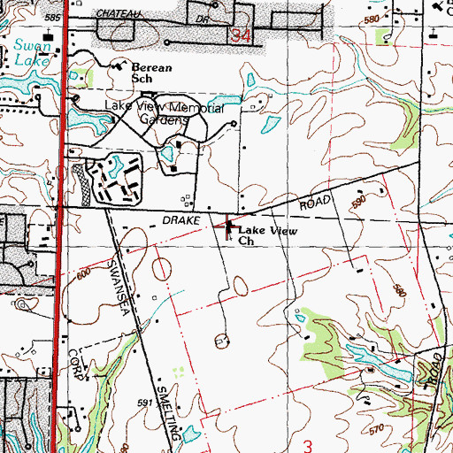 Topographic Map of Lake View Church, IL