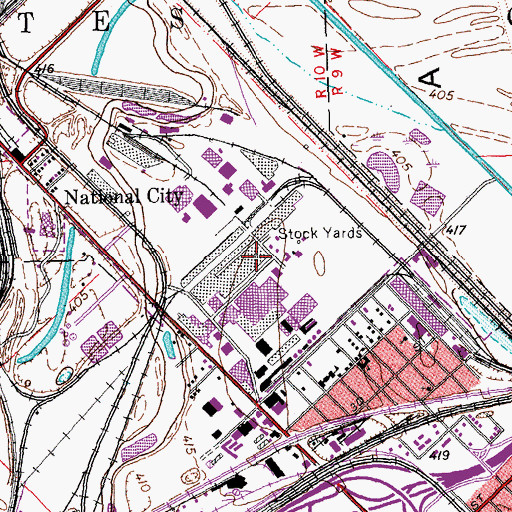 Topographic Map of National Stock Yards, IL
