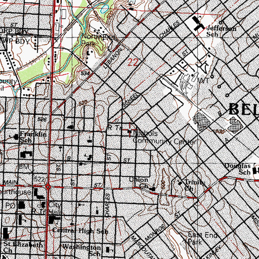 Topographic Map of Nichols Community Center, IL