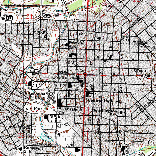 Topographic Map of Saint Clair County Courthouse, IL