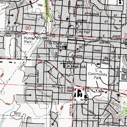 Topographic Map of Schaefer Junior High School, IL