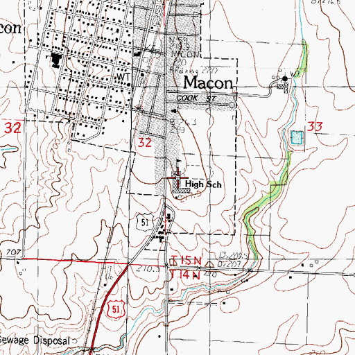 Topographic Map of Meridian Senior High School, IL