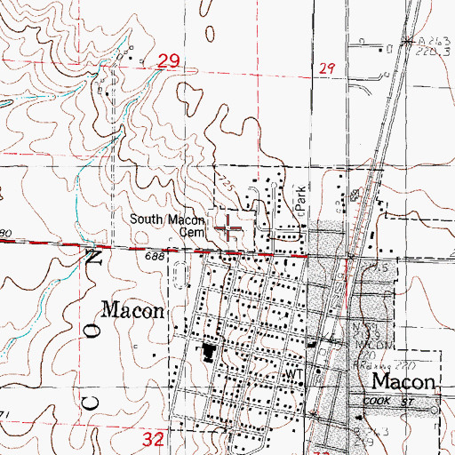 Topographic Map of Macon Cemetery, IL