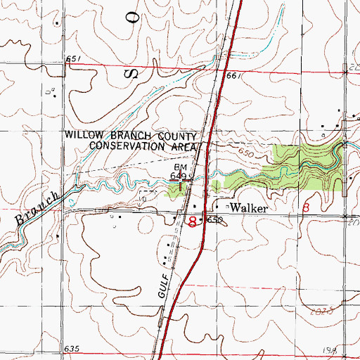 Topographic Map of Willow Branch County Conservation Area, IL