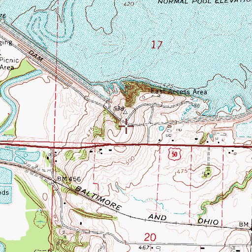 Topographic Map of Corcoran Hill, IL