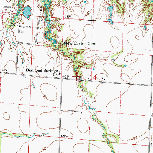 Topographic Map of Diamond Springs School (historical), IL