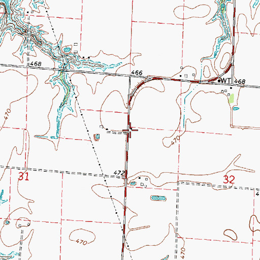 Topographic Map of Kansas School (historical), IL
