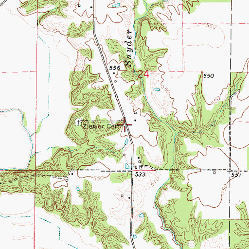 Topographic Map of Avon School (historical), IL