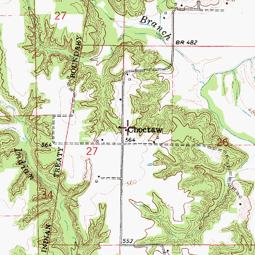 Topographic Map of Choctaw School (historical), IL