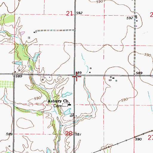 Topographic Map of Five Points School (historical), IL