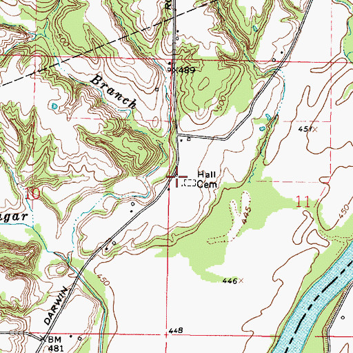 Topographic Map of Hall School (historical), IL